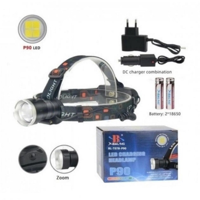 Головний ліхтар із зарядним пристроєм X-Balog BL-T07B-P90, Потужний акумуляторний ліхтар для риболовлі XE-76