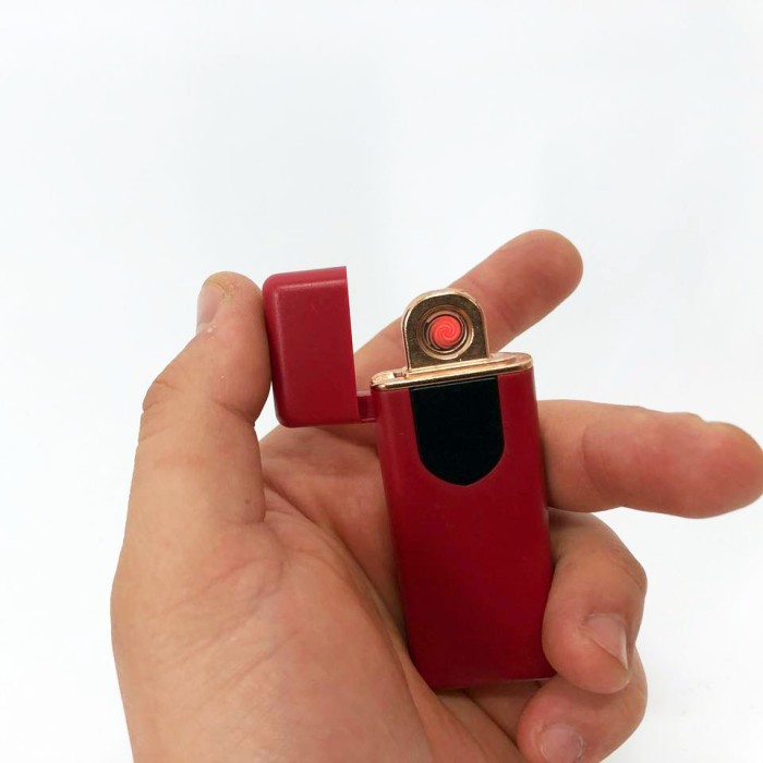 Електрозапальничка USB ZGP ABS, сенсорна електрична запальничка спіральна. Колір: червоний