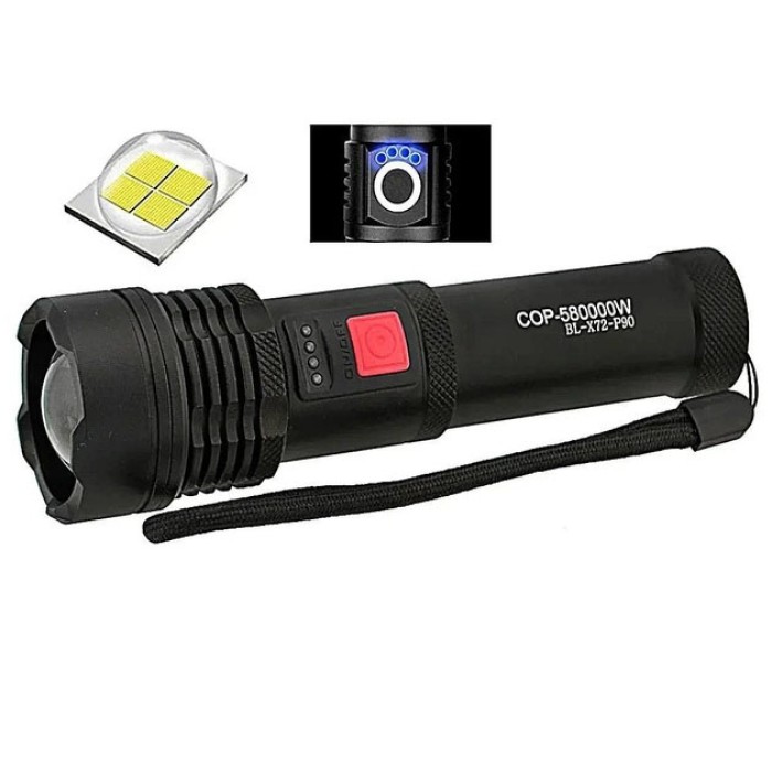 Кишеньковий тактичний ліхтар X-Balog BL-X72-P90 LED ліхтар переносний акумуляторний RI-34