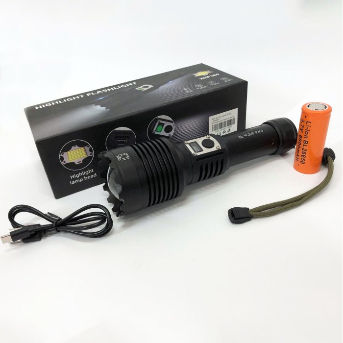 Ліхтар військовий зсу Bailong, Алюмінієвий ліхтар 18650 Потужний із можливістю зарядки CD-31