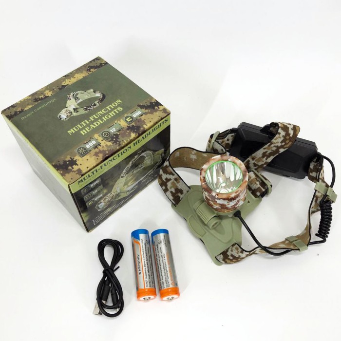 Ліхтар налобний 2130-T6 Military, акумуляторний 18650х2, zoom, зарядка micro USB, Головний ліхтарик