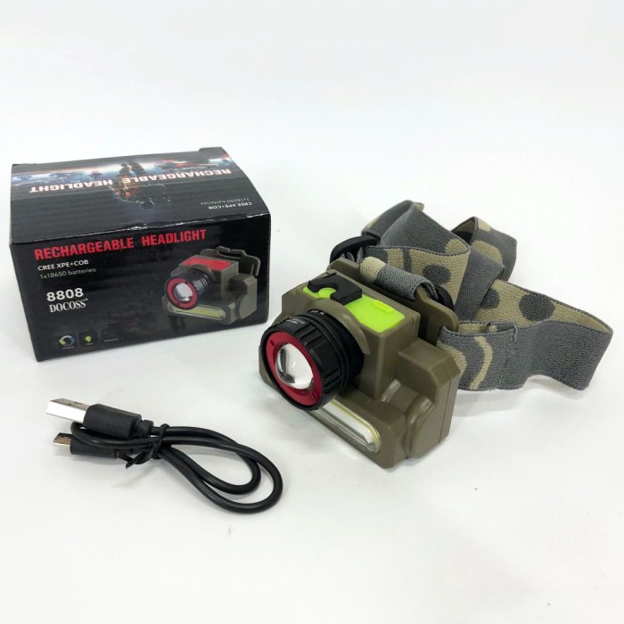 Ліхтар налобний Police 8808/6908-XPE+COB, micro USB, вбудований акумулятор, ліхтарик на голову із зарядкою