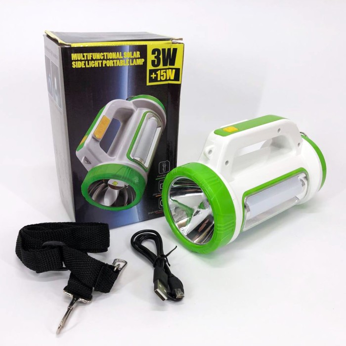 Ліхтар кемпінговий із сонячною панеллю 5158-LED-COB power bank, переносний ліхтар. Колір: зелений