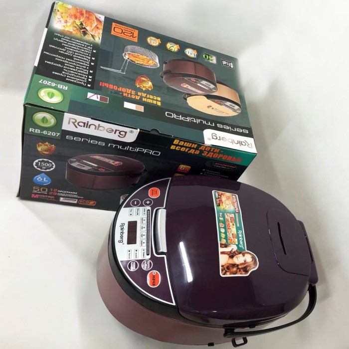 Мультиварка пароварка якісна Rainberg RB-6207 1500 Вт 6 л, Мультиварка 5 л, Кашеварки GD-31