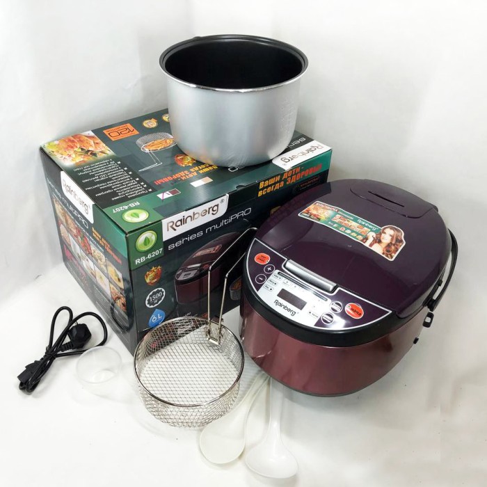 Мультиварка пароварка якісна Rainberg RB-6207 1500 Вт 6 л, Мультиварка 5 л, Кашеварки GD-31