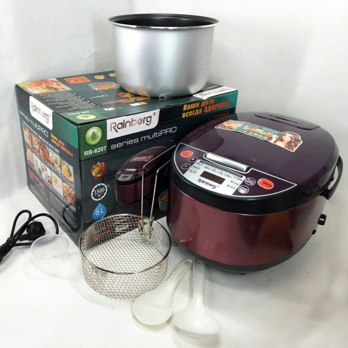 Мультиварка пароварка якісна Rainberg RB-6207 1500 Вт 6 л, Мультиварка 5 л, Кашеварки GD-31