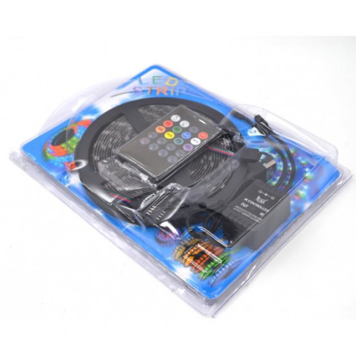 Світлодіодна стрічка SMD 5050 RGB LED 2м IP65 з пультом та блоком живлення USB, 2м, Стрічка світлодіодна 5050