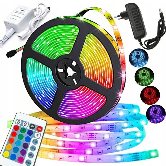 Світлодіодна стрічка SMD 5050 RGB LED 2м IP65 з пультом та блоком живлення USB, 2м, Стрічка світлодіодна 5050