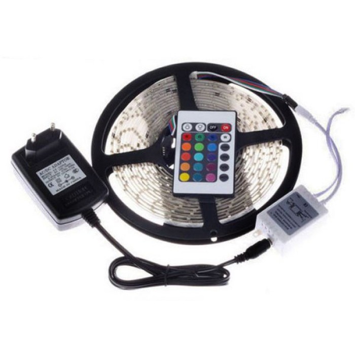 Світлодіодна стрічка SMD 5050 RGB LED 2м IP65 з пультом та блоком живлення USB, 2м, Стрічка світлодіодна 5050
