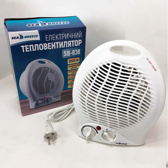 Тепловентилятор 2кв SeaBreeze SB-038 2000 Вт, Портативний обігрівач в розетку, Переносний обігрівач IA-96