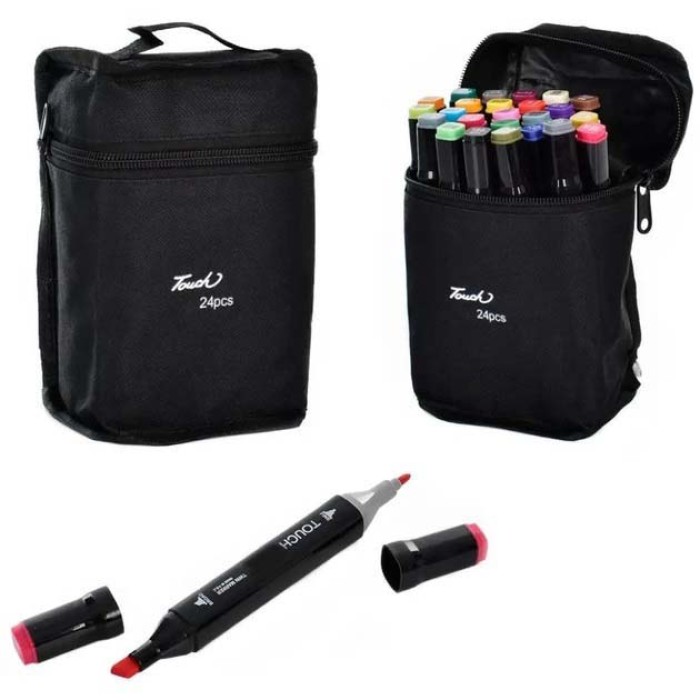 Набір двосторонніх маркерів різних кольорів 24 шт, Маркери для скетчингу набір, Маркери для дизайнерів WX-79