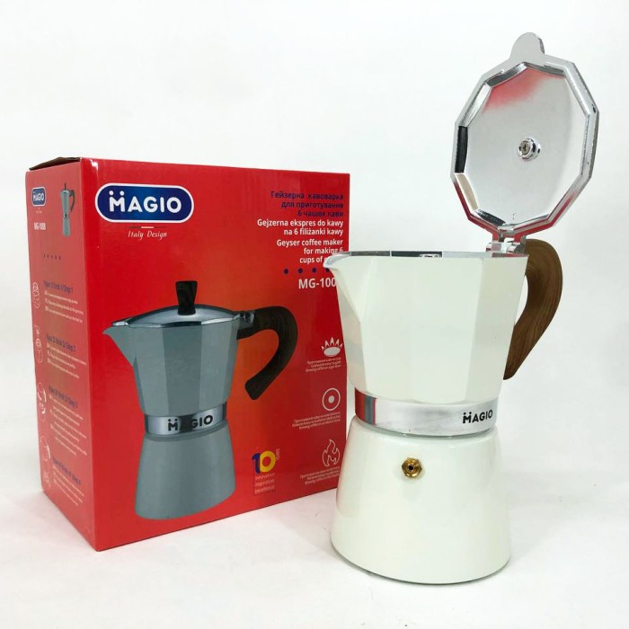 Гейзерна турка для кави Magio MG-1008 300 мл, Гейзер 3 чашки, Кавоварки на 1-3 чашки, Кавник гейзерний QV-71