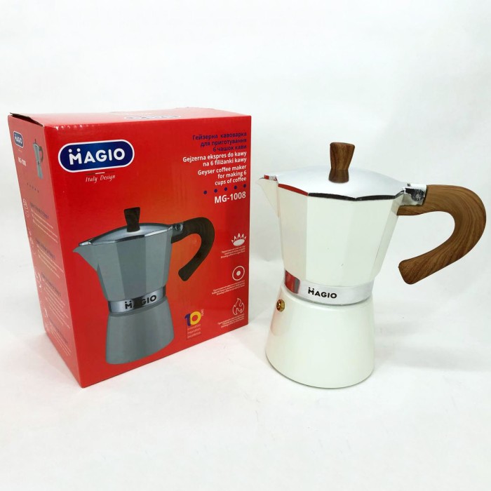 Кавник гейзерний Magio MG-1008 300 мл, Гейзерна кавоварка для плити, Гейзер 3 чашки QP-46