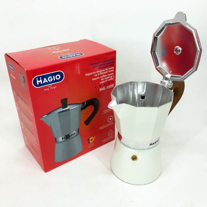 Кавник гейзерний Magio MG-1008 300 мл, Гейзерна кавоварка для плити, Гейзер 3 чашки QP-46