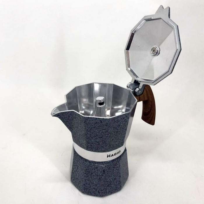 Практична кавоварка Magio MG-1010 150 мл, Гейзер 4 чашок, Гейзерна кавоварка BR-813 для плити