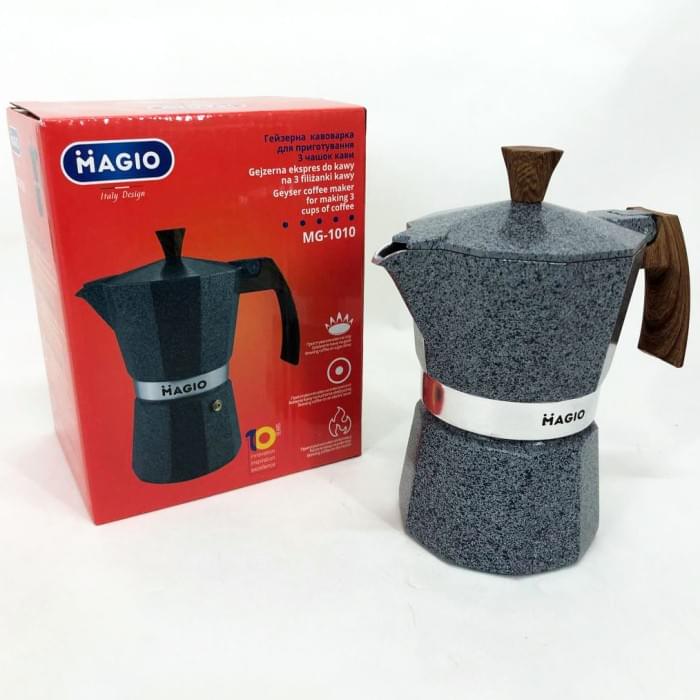 Практична кавоварка Magio MG-1010 150 мл, Гейзер 4 чашок, Гейзерна кавоварка BR-813 для плити