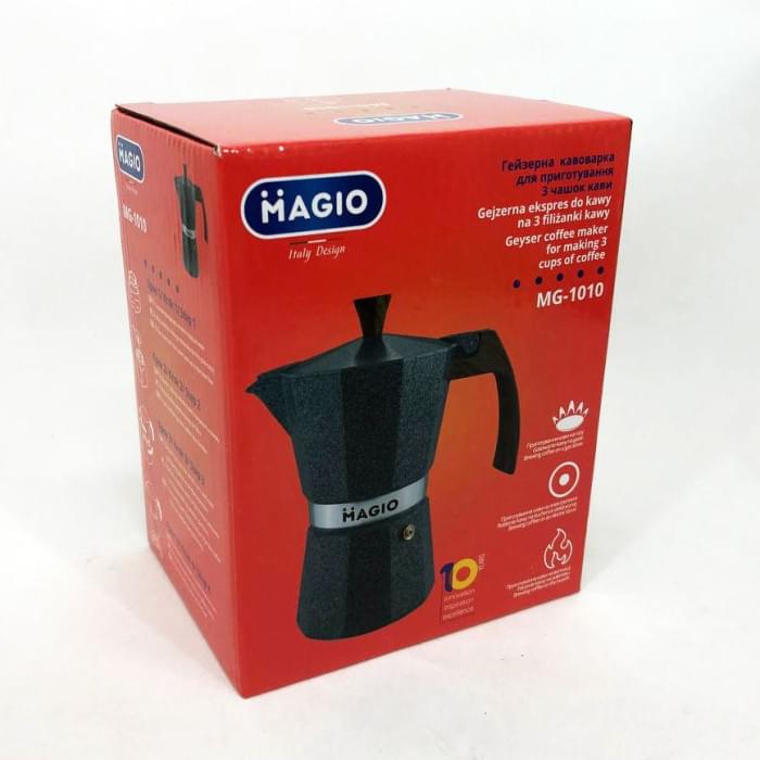 Практична кавоварка Magio MG-1010 150 мл, Гейзер 4 чашок, Гейзерна кавоварка BR-813 для плити