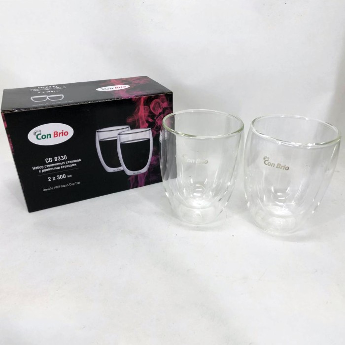 Скляні чашки з подвійними стінками набір 2шт, Ексклюзивна чашка з подвійними стінками GF-77