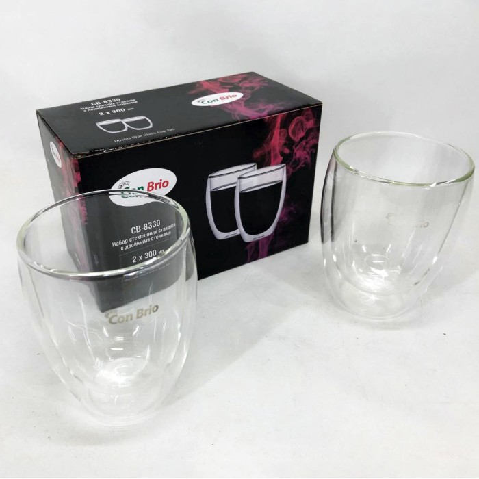Скляні чашки з подвійними стінками набір 2шт, Ексклюзивна чашка з подвійними стінками GF-77