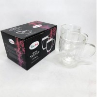 Прозорі чашки з подвійними стінками, Набір чашок з подвійними стінками 2 шт Дві чашки подвійним дном JU-90