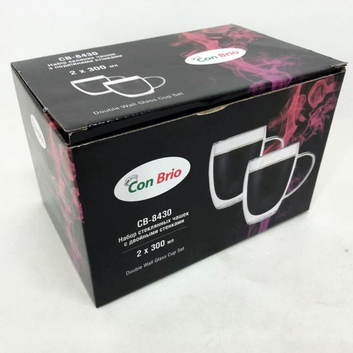 Прозорі чашки з подвійними стінками, Набір чашок з подвійними стінками 2 шт Дві чашки подвійним дном JU-90