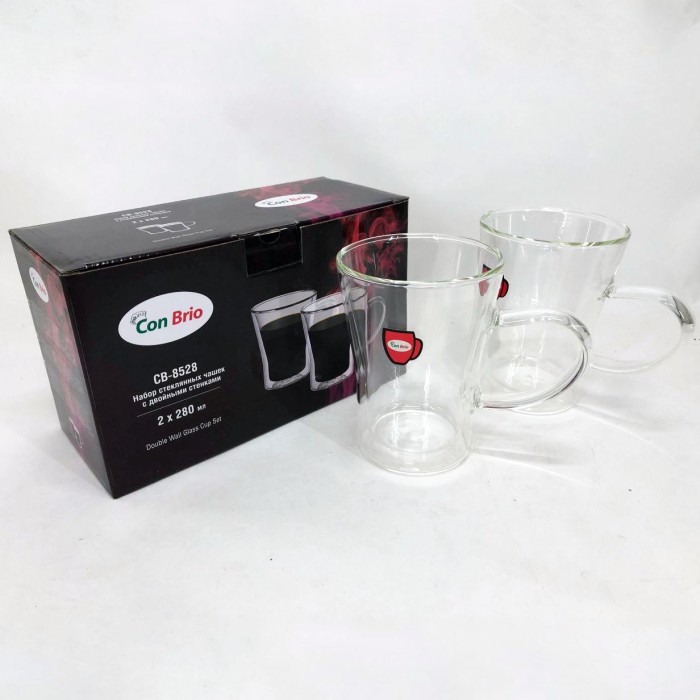 Подвійні скляні кавові чашки, Кружка з подвійними стінками скло, Чашки для чаю з подвійними стінками DV-85