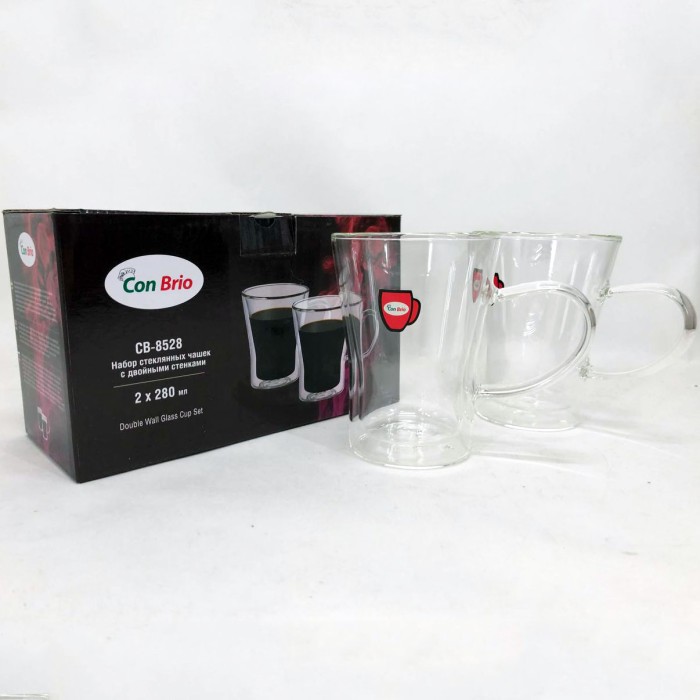 Чашка з подвійним дном для напоїв Con, Скляні чашки для напоїв з подвійними стінками QZ-63