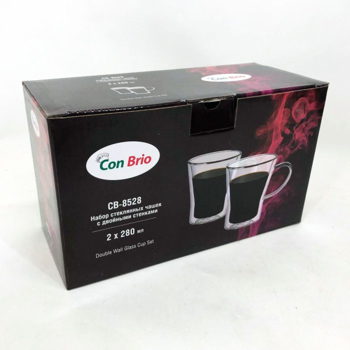 Чашка з подвійним дном для напоїв Con, Скляні чашки для напоїв з подвійними стінками QZ-63