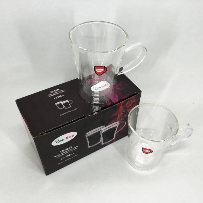 Скляні чашки з подвійними стінками набір 2шт Con Brio CB-8535-2 350 мл 2 шт, Склянки для чаю подвійні LP-56