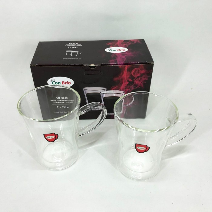 Скляні чашки з подвійними стінками набір 2шт Con Brio CB-8535-2 350 мл 2 шт, Склянки для чаю подвійні LP-56