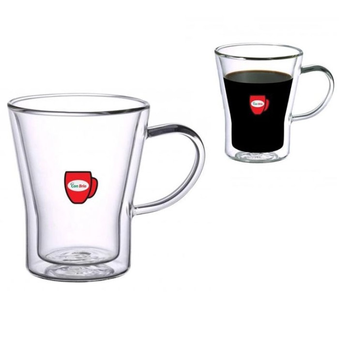 Скляні чашки з подвійними стінками набір 2шт Con Brio CB-8535-2 350 мл 2 шт, Склянки для чаю подвійні LP-56