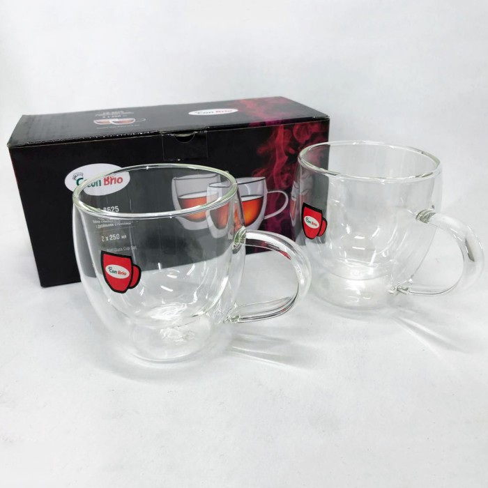 Чашки скляні з подвійним дном Con Brio CB-8625-2, 2 шт, 250 мл, Склянки і чашки з подвійним дном BY-98