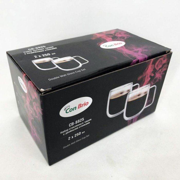 Набір чашок для чаю з подвійним дном Con Brio CB-8825-2 250мл 2шт, Чашка з подвійним дном для напоїв AF-54