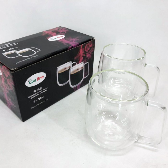 Набір чашок для чаю з подвійним дном Con Brio CB-8825-2 250мл 2шт, Чашка з подвійним дном для напоїв AF-54