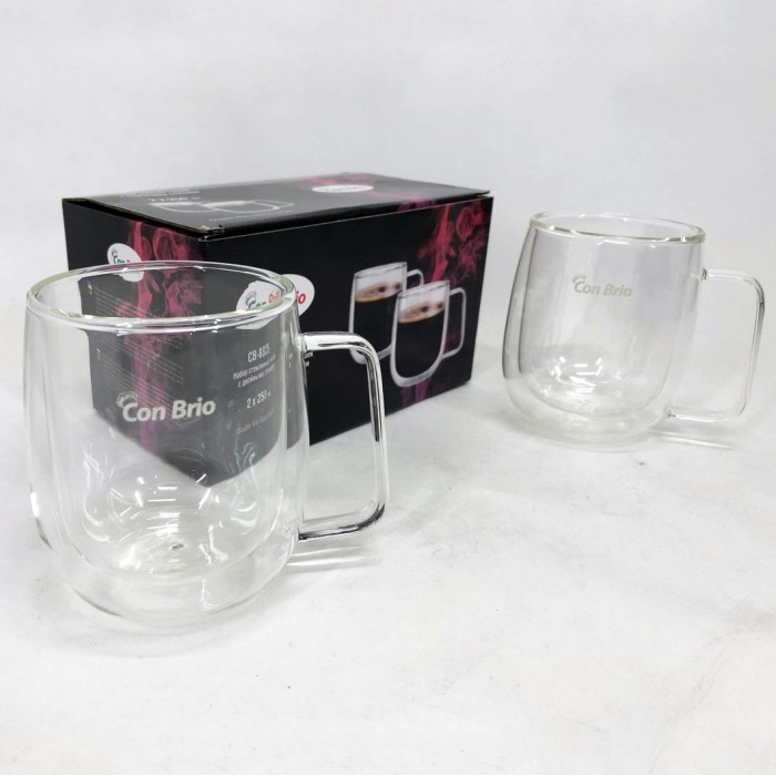 Набір чашок для чаю з подвійним дном Con Brio CB-8825-2 250мл 2шт, Чашка з подвійним дном для напоїв AF-54