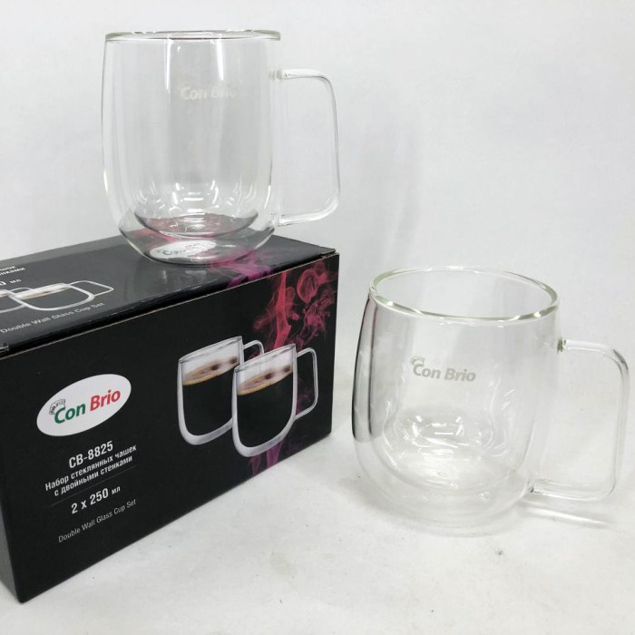 Набір чашок для чаю з подвійним дном Con Brio CB-8825-2 250мл 2шт, Чашка з подвійним дном для напоїв AF-54