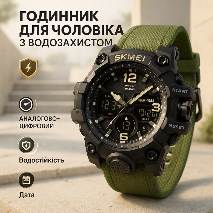 Годинник наручний електронний для хлопця SKMEI, Водонепроникний наручний годинник для чоловіка BH-25
