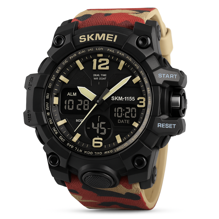 Електронний вологозахищений наручний годинник SKMEI 1155BAG, Сучасний військовий годинник GF-69