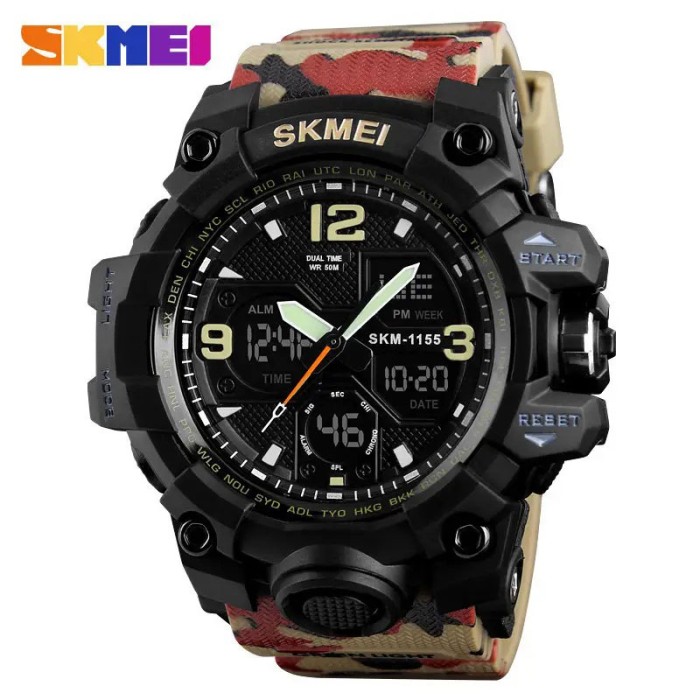 Спеціальний годинник для армії SKMEI 1155BAG, Годинник чоловічий спортивний з крокоміром LO-39