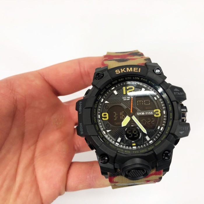 Спеціальний годинник для армії SKMEI 1155BAG, Годинник чоловічий спортивний з крокоміром LO-39