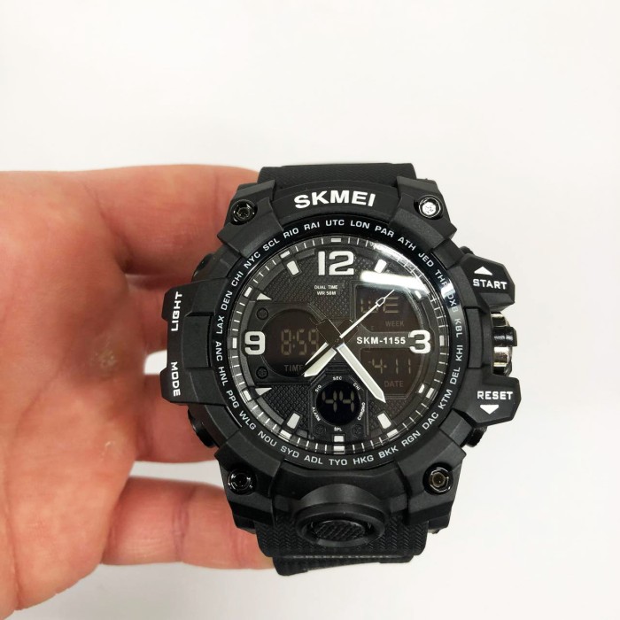 Цифровий годинник для активного способу життя SKMEI 1155BBK, Годинник армійський оригінал SZ-68