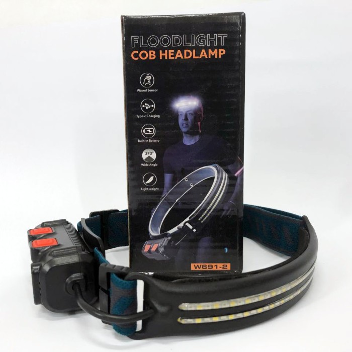 Світлодіодний ліхтар з кріпленням на голову BL-W691-2COB, Ліхтар на голову з вбудованим акумулятором FX-10