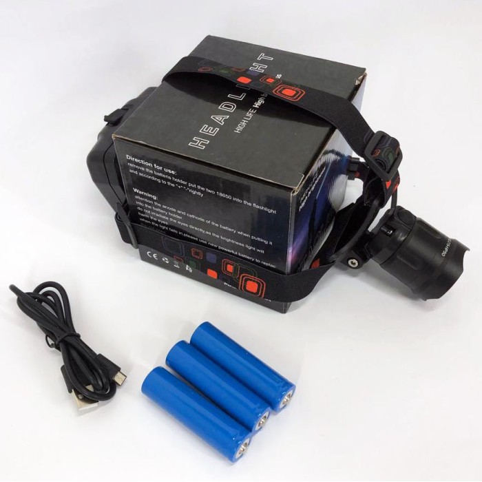 Ліхтар налобний X-Balong XQ-219-HP50 акумуляторний LED zoom з функцією Power Bank 3 режими роботи