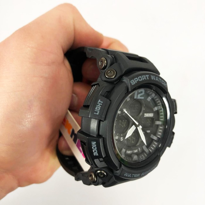 Годинник наручний чоловічий SKMEI 1343BK BLACK, годинник тактичний протиударний. Колір: чорний