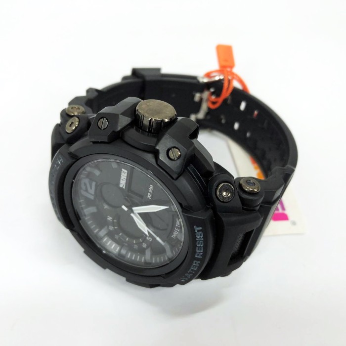 Годинник наручний чоловічий SKMEI 1343BK BLACK, годинник тактичний протиударний. Колір: чорний