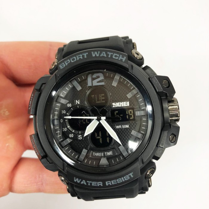 Годинник наручний чоловічий SKMEI 1343BK BLACK, годинник тактичний протиударний. Колір: чорний