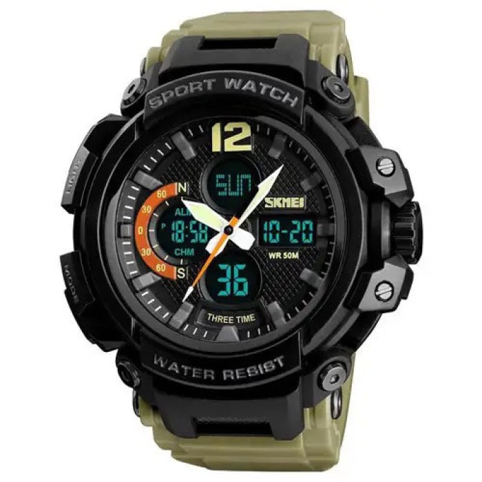 Годинник армійський для ЗСУ SKMEI 1343KH KHAKI, Стильний тактичний годинник для чоловіка EJ-61