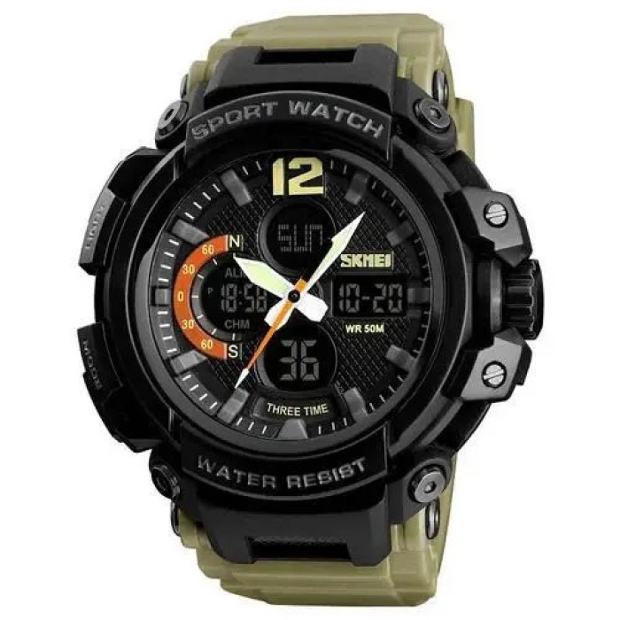 Годинник армійський для ЗСУ SKMEI 1343KH KHAKI, Стильний тактичний годинник для чоловіка EJ-61