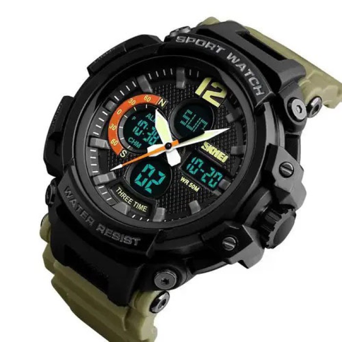 Годинник армійський для ЗСУ SKMEI 1343KH KHAKI, Стильний тактичний годинник для чоловіка EJ-61