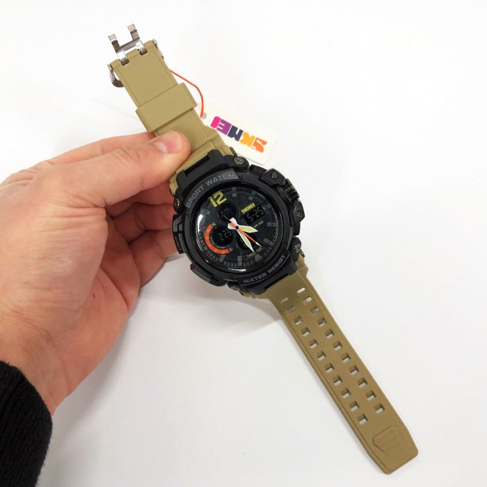 Прості електронні наручні чоловічі годинники SKMEI 1343KH KHAKI, Чоловічі тактичні військові годинники FZ-52